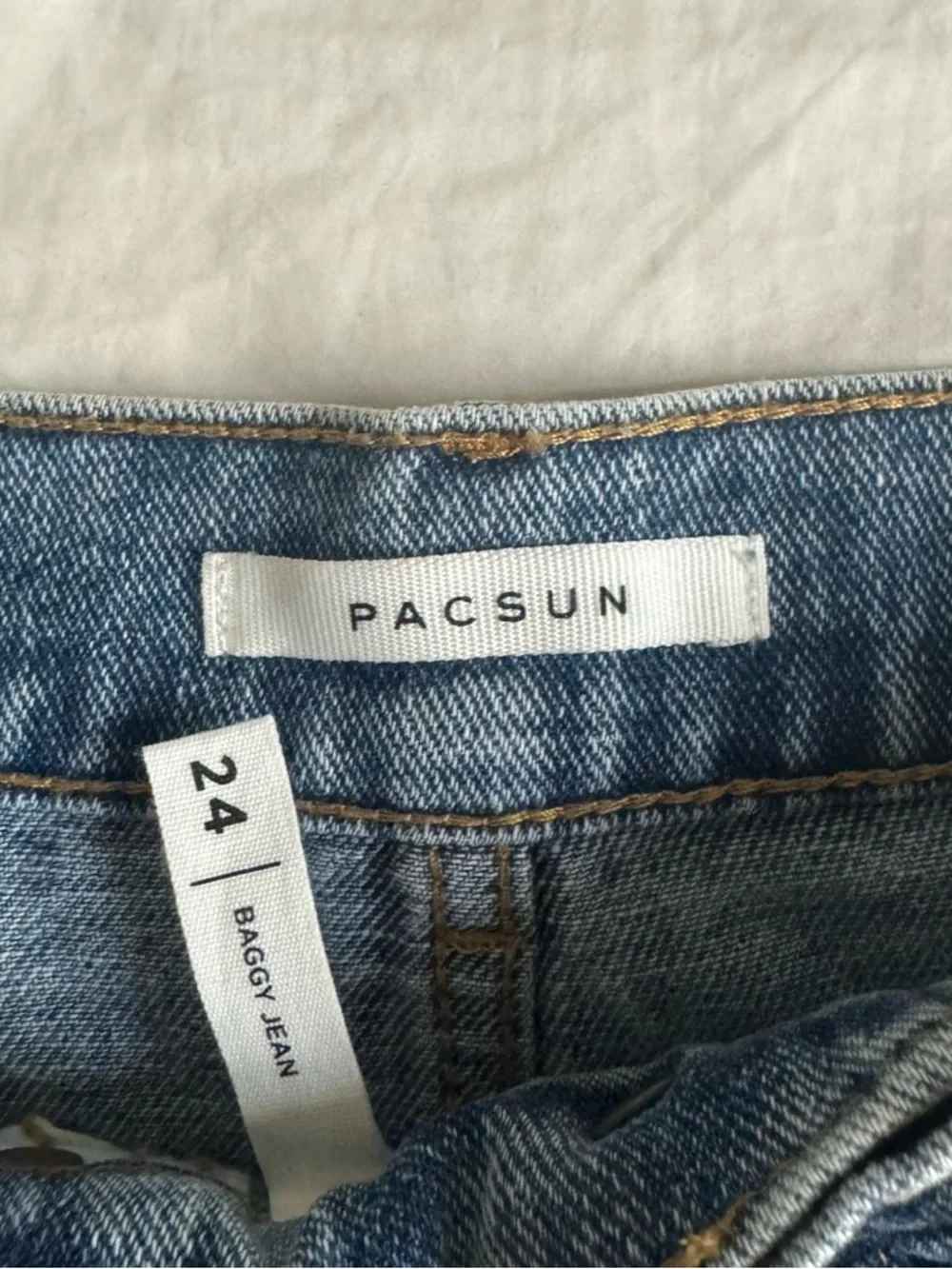 PacSun Light Blue Baggy Jeans - Denim Waistband Detail